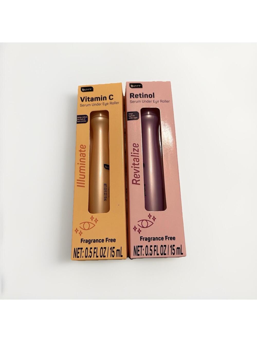 B PURE RETINOL Vitamin C  UNDER EYE ROLLER ILLUMINATE & REVITALIZE 2pc Skin Care
